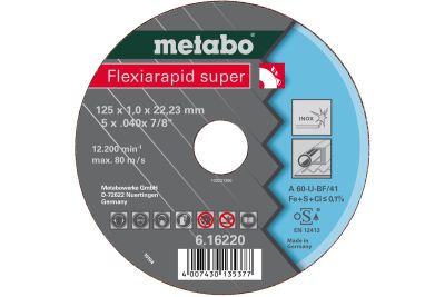 Vágókorong 125 x 1,0 x 22,23 mm Flexiarapid Super vágótárcsa  | METABO 616220000