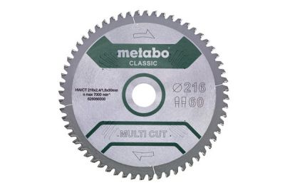 Körfűrésztárcsa, körfűrészlap MULTI CLASSIC 216 x 2,4 x 30 mm Z60 FZ/TZ, 5° neg | METABO 628066000