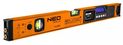 Digitális vízmérték, szögmérővel és lézer irányzékkal, 2 libellás, 60 cm | NEO 71-200