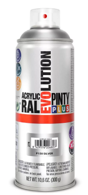 Pinty Plus Evolution oldószeres akril festék spray 400 ml P150 ezüst színű | PINTY PLUS 278