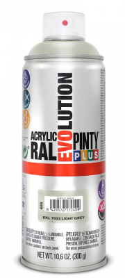 Pinty Plus Evolution oldószeres akril festék spray 400 ml, RAL 7035 világosszürke színű | PINTY PLUS 606