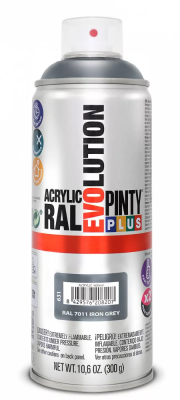 Pinty Plus Evolution oldószeres akril festék spray 400 ml, RAL 7011 vasszürke színű | PINTY PLUS 631