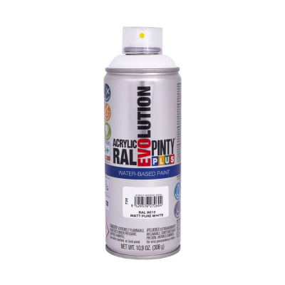 Pinty Plus Evolution vízbázisú akril festék spray 400 ml, RAL 9010 MATT tiszta fehér színű | PINTY PLUS 720