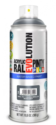 Pinty Plus Evolution vízbázisú akril festék spray 400 ml RAL 7011 vasszürke színű | PINTY PLUS 768