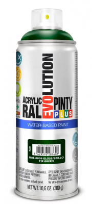 Pinty Plus Evolution vízbázisú akril festék spray 400 ml RAL 6009 fenyőzöld színű | PINTY PLUS 769