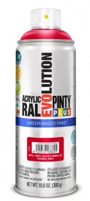 Pinty Plus Evolution vízbázisú akril festék spray 400 ml, RAL 3001 szignálvörös színű | PINTY PLUS 777
