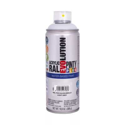 Pinty Plus Evolution vízbázisú akril festék spray 400 ml, RAL 7035 világosszürke színű | PINTY PLUS 846