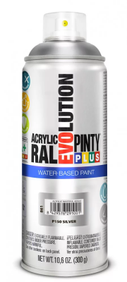 Pinty Plus Evolution vízbázisú akril festék spray 400 ml P150 ezüst színű | PINTY PLUS 861