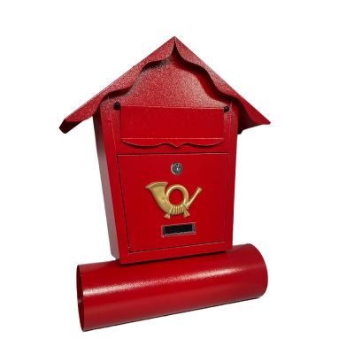 Postaláda, levélszekrény, szórólaptartós, házikó, piros | 2050843