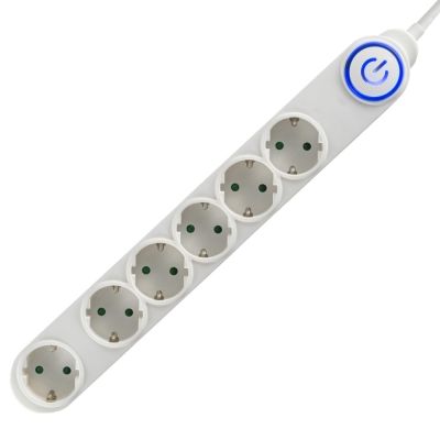 Elosztó, hosszabbító 6-os, 1,5 m, fehér, talpkapcsolóval | NV 06TK/WH