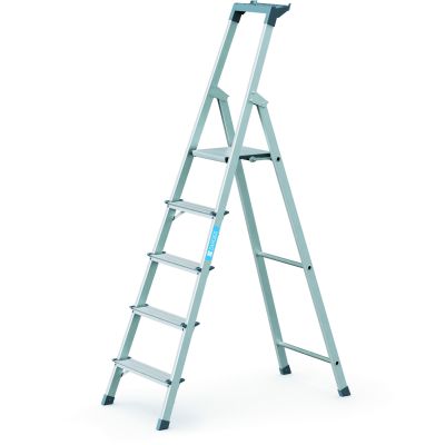 Háztartási létra szerszámtartóval eloxált 5 fokos Z200 | ZARGES 44155