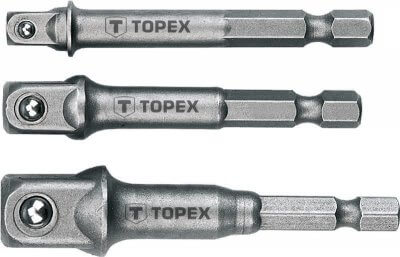 Dugókulcs adapter készlet 1/4" 1/2" 3/8" 3 részes átalakító készlet | TOPEX 38D151