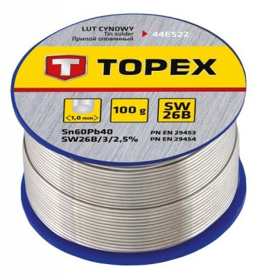 Forrasztó ón 1 mm, 100 g, SW26B | TOPEX 44E522