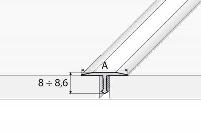 Burkolatváltó T-profil 13 mm, natúr, aluminium, 2,5 m, A54