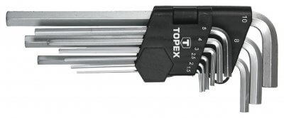 Imbuszkulcs készlet 1,5, 2, 2,5, 3, 4, 5, 6, 8, 10 mm 9 részes, hosszú | TOPEX 35D956