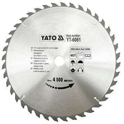 Körfűrésztárcsa, körfűrészlap 350/30 mm Z40 | YATO YT-6081