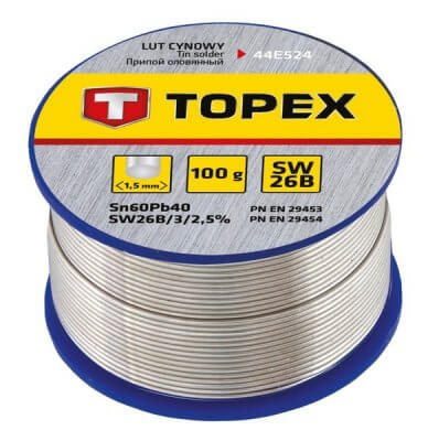 Forrasztó ón 1,5 mm, 100 g | TOPEX 44E524