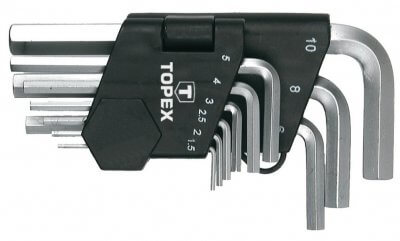 Imbuszkulcs készlet 1,5, 2, 2,5, 3, 4, 5, 6, 8, 10 mm 9 részes | TOPEX 35D955
